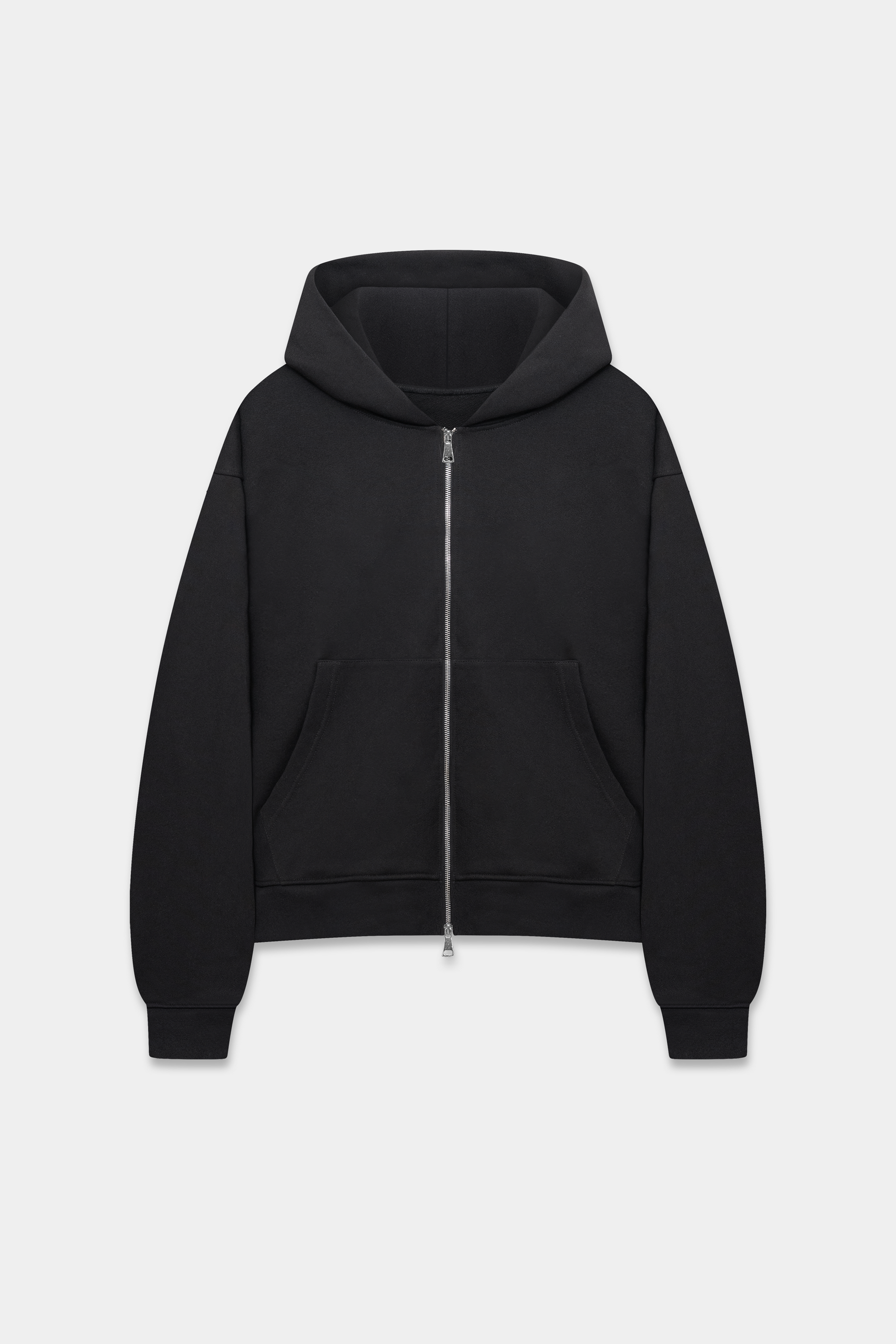 BLACK ZIPPER TERRY HOODIE